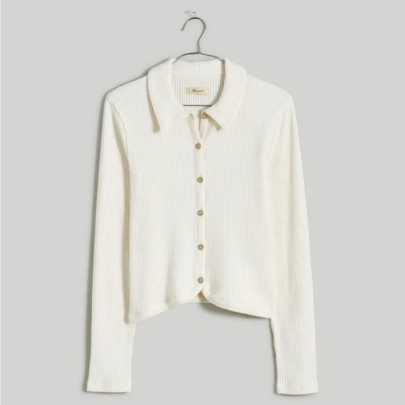 Madewell NWT Curved-Hem Polo Cardigan Tee Size Medium - Picture 1 of 8